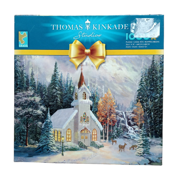 THOMAS KINKADE - DEER CREEK CHAPEL -PUZZLE - 1000 PC - 100% COMPLETE - Picture 1 of 2